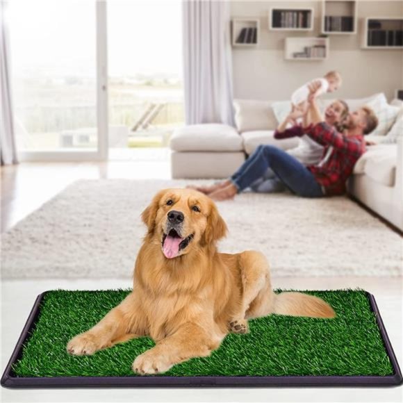 Dog Potty Grass Pad - Puppy Potty Training Artificial Grass Mats with Tray - Picture 2 of 6